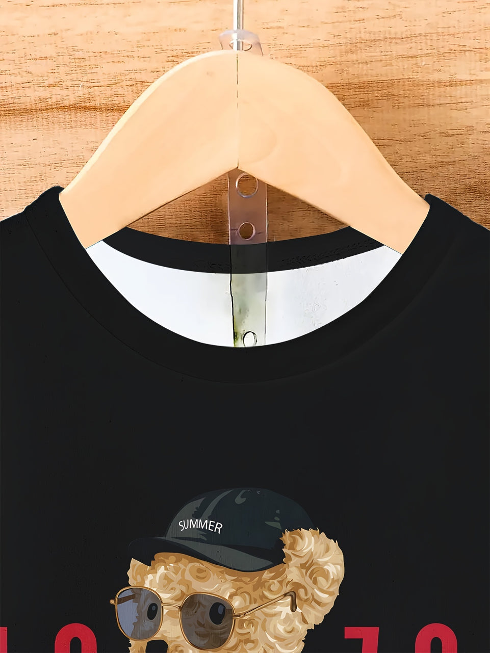 Men's Casual Round Neck T-shirt -1979 Vintage Teddy Bear Print