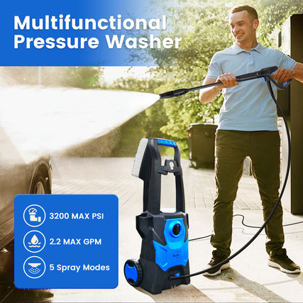 Electric High-pressure Cleaning Machine, Electric Powerful Cleaning Machine With Rotating Nozzle, 3200 PSI Maximum 2.2 GPM High-pressure Cleaning Machine, With Foam Monitor, Powerful Cleaning Machine